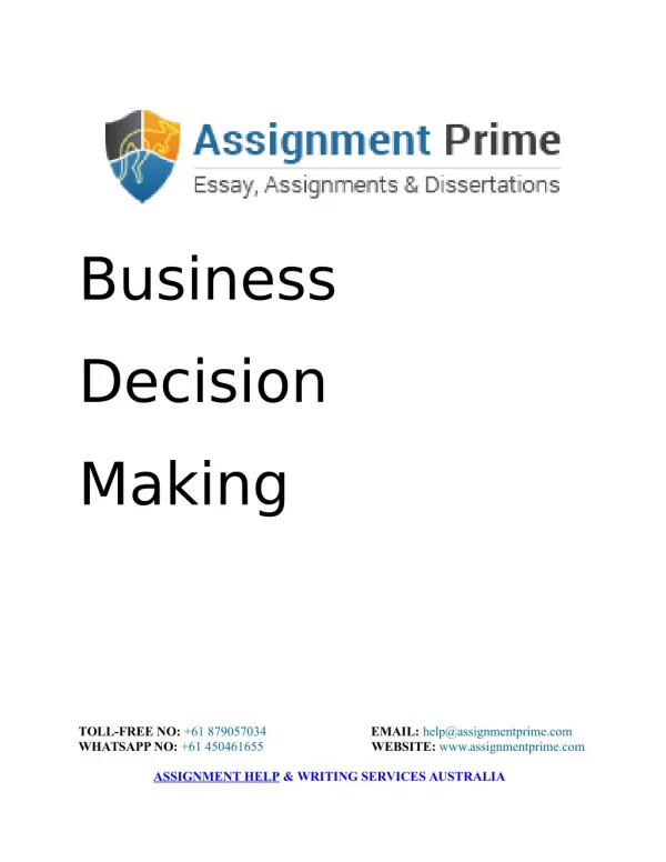 Sample Assignment: Business Decision Making in an Organization