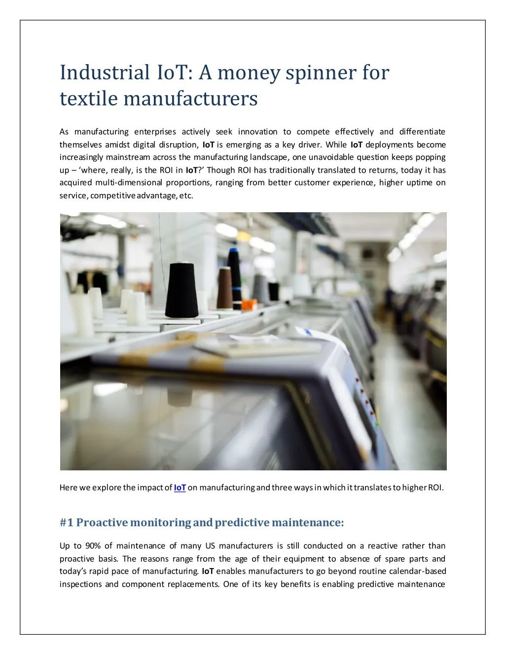 industrial iot a money spinner for textile