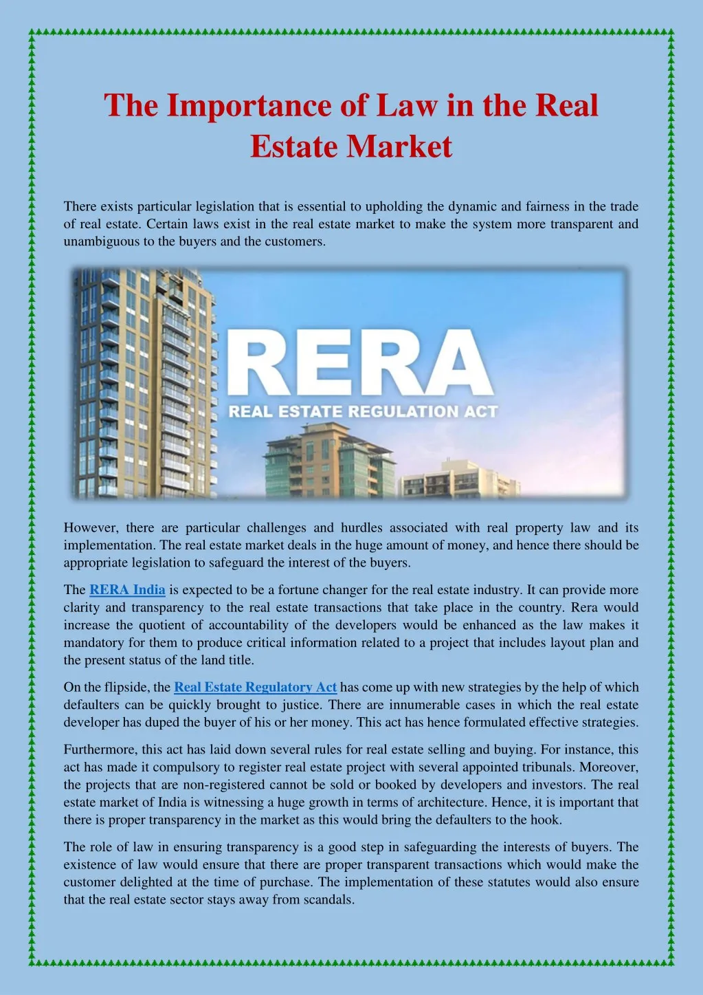 the importance of law in the real estate market