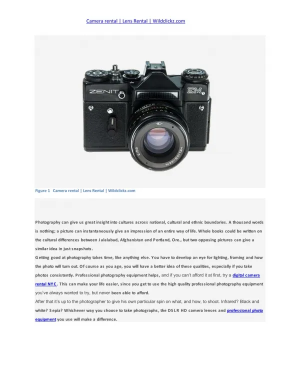 Camera rental | Lens Rental | Wildclickz.com