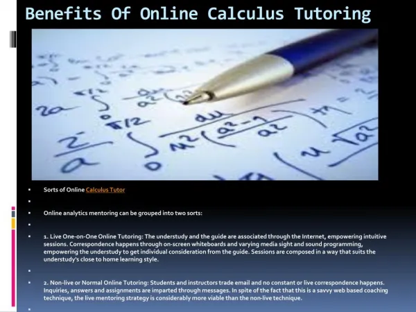 Online Calculus Tutoring