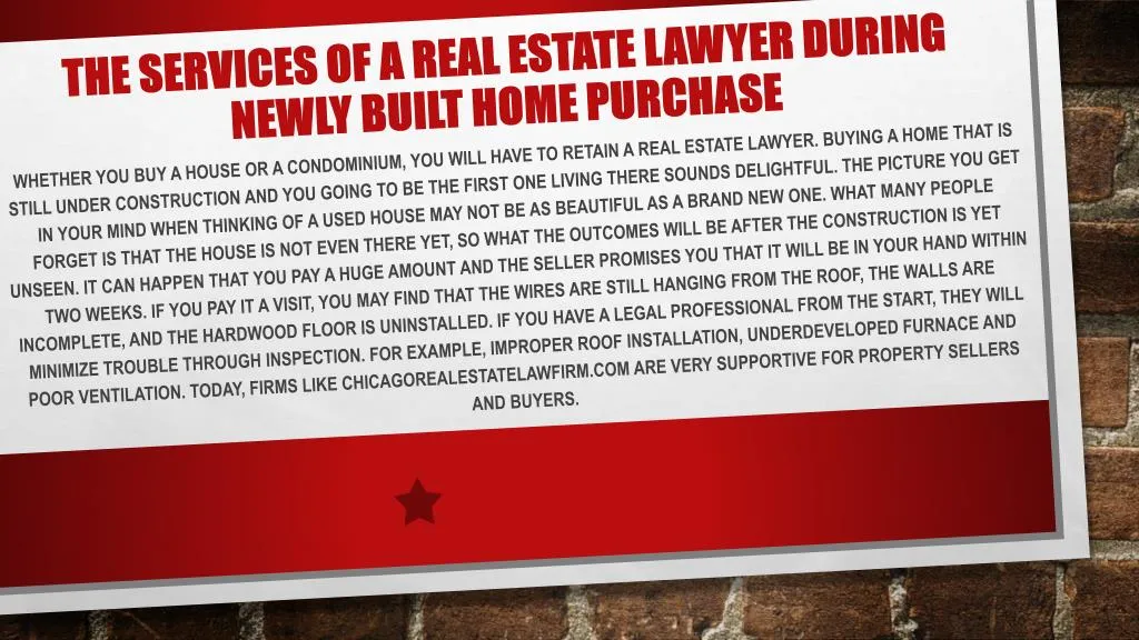 the services of a real estate lawyer during newly built home purchase