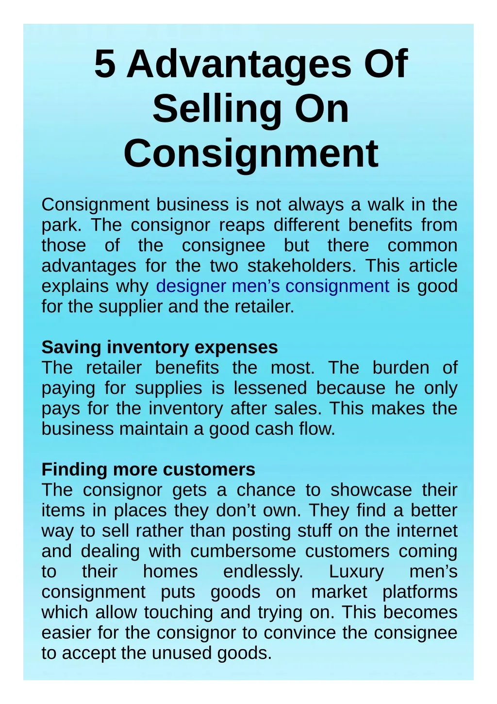 5 advantages of selling on consignment