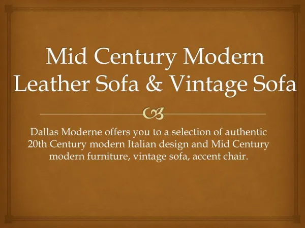 Mid Century Modern Leather Sofa & Vintage Sofa
