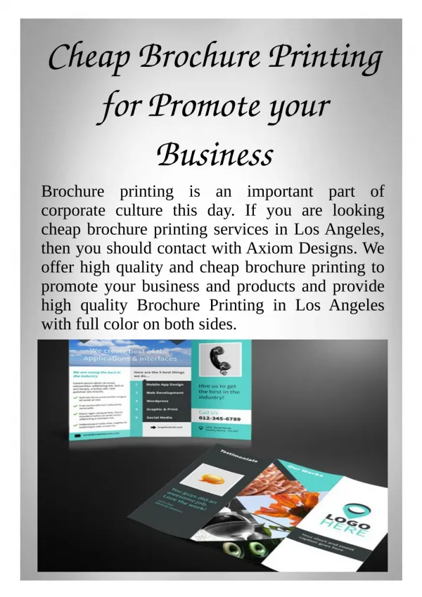 Cheap Brochure Printing for Promote your Business