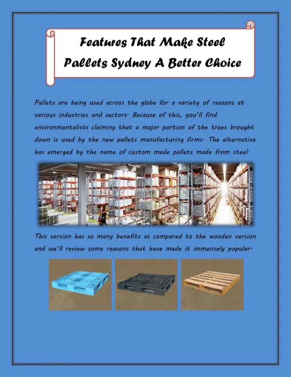 Features That Make Steel Pallets Sydney A Better Choice
