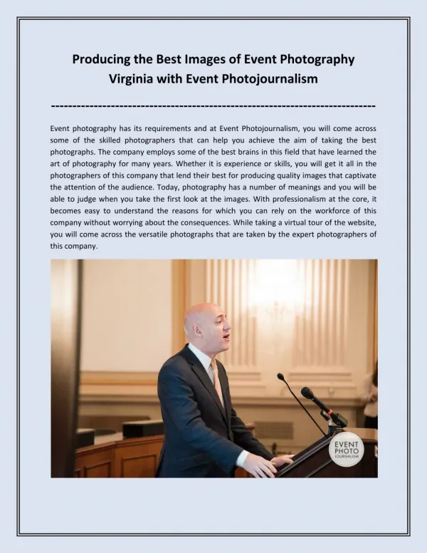 Producing the Best Images of Event Photography Virginia with Event Photojournalism