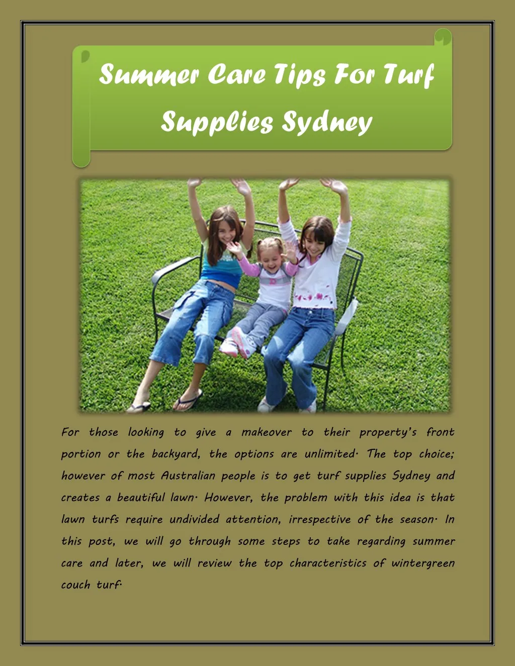 summer care tips for turf supplies sydney