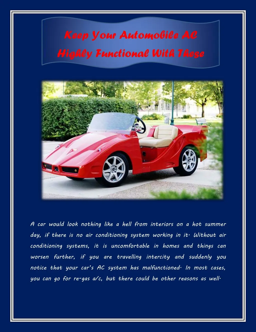 keep your automobile ac highly functional with