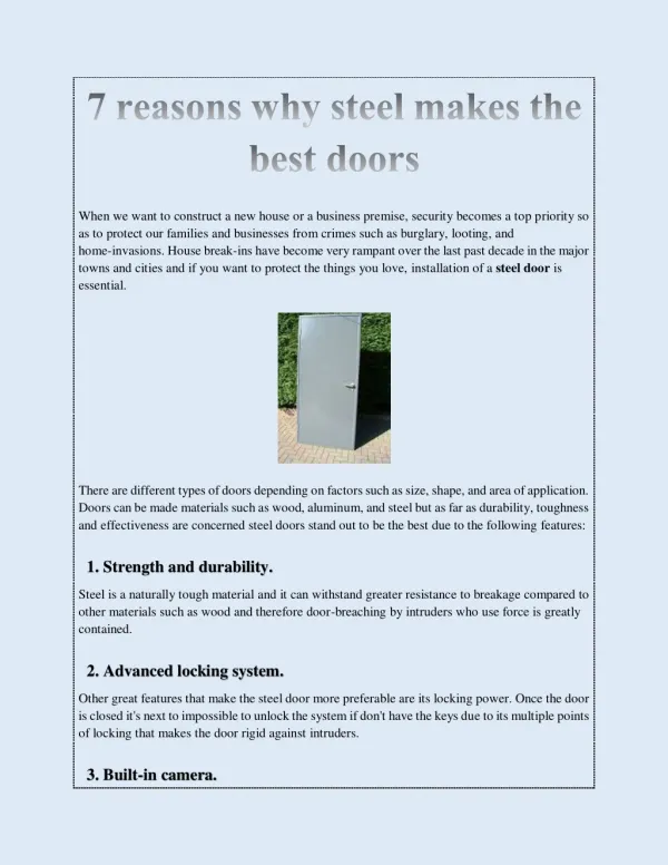7 reasons why steel makes the best doors