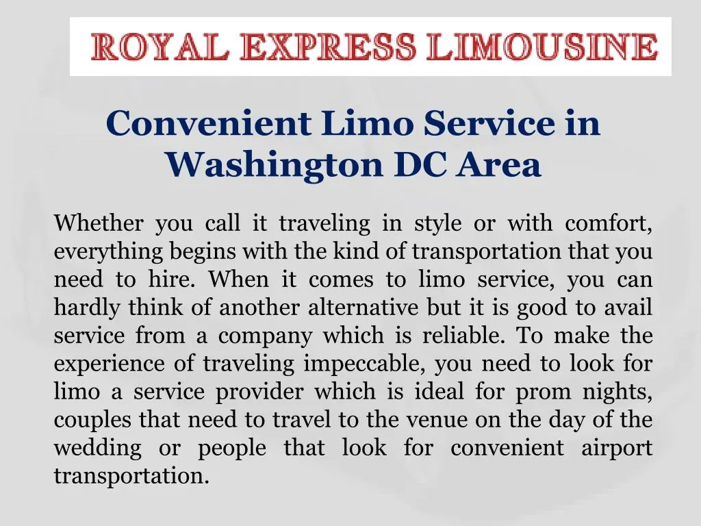convenient limo service in washington dc area