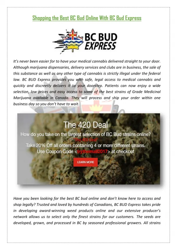 Shopping the Best BC Bud Online With BC Bud Express