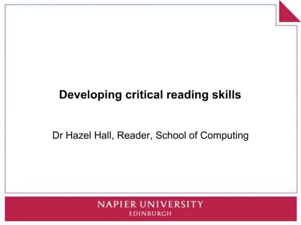 Developing critical reading skills