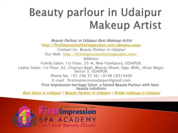 Beauty Parlour in Udaipur Makeup artist