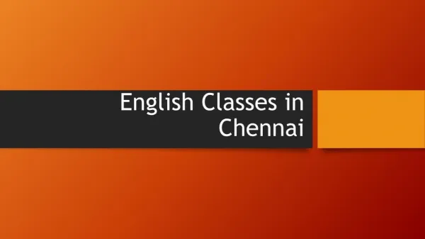 Best English Classes in Chennai