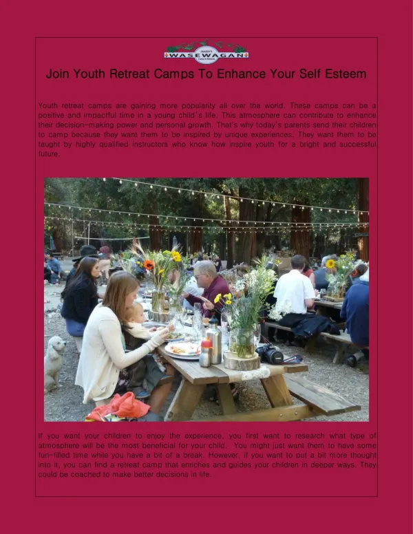 Join Youth Retreat Camps To Enhance Your Self Esteem