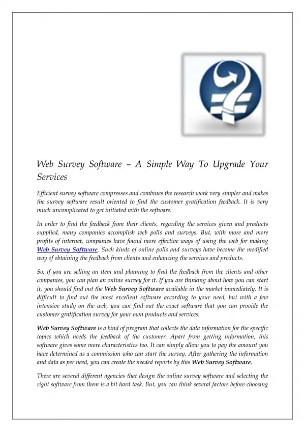 Web Survey Software – A Simple Way To Upgrade Your Services