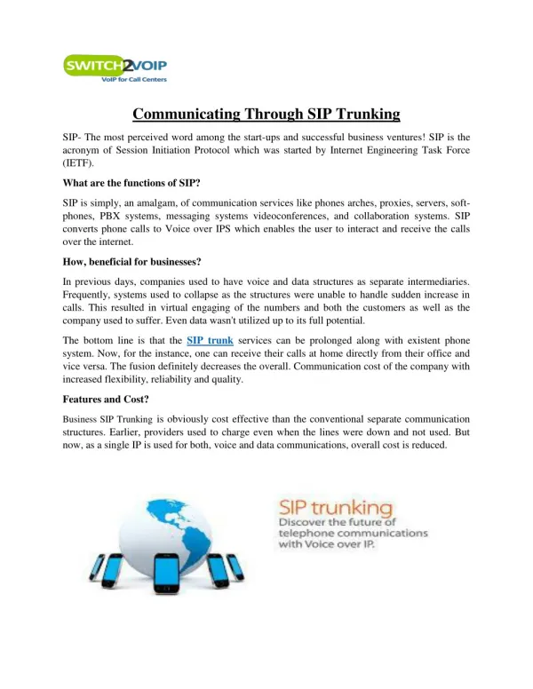 Communicating Through SIP Trunking