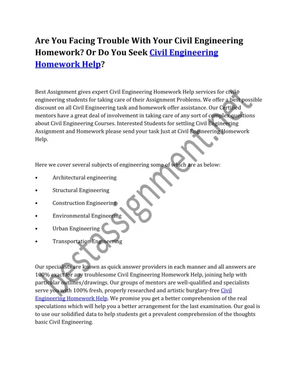 Civil Engineering Homework Help