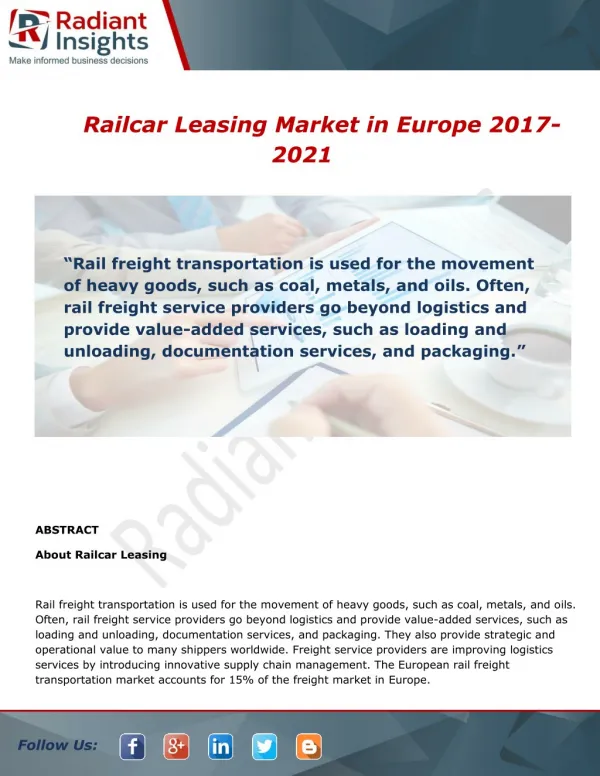 Railcar Leasing in Europe Market Analysis, Growth and Overview Report To 2014 - 2025