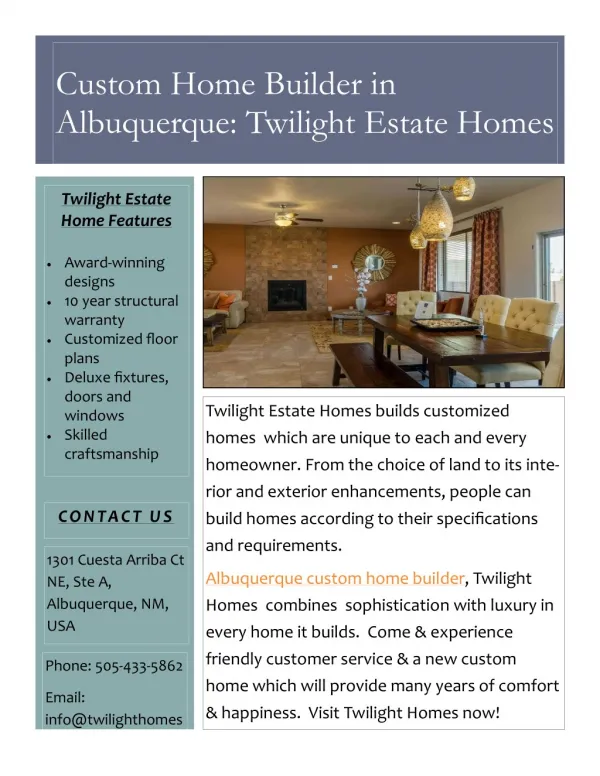 Custom Home Builder in Albuquerque: Twilight Estate Homes