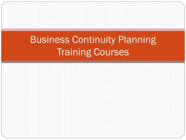 Business Continuity Planning Training Courses
