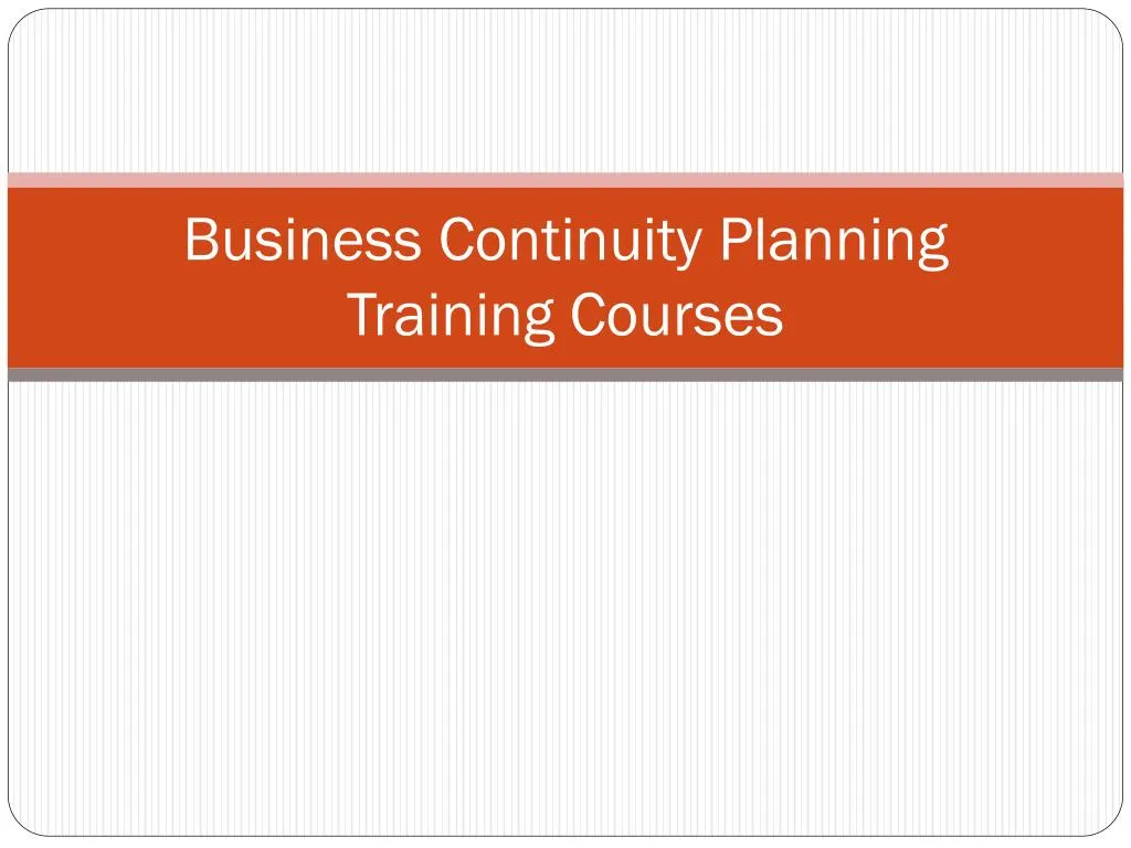 business continuity planning training courses