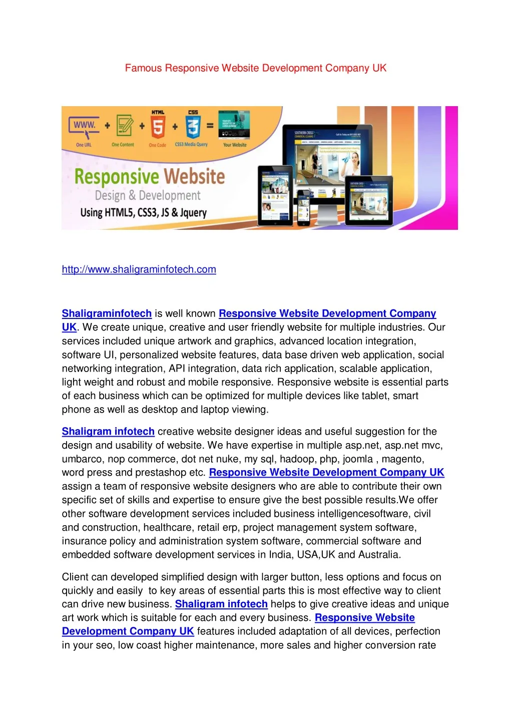 famous responsive website development company uk