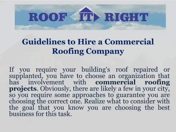 Guidelines to Hire a Commercial Roofing Company