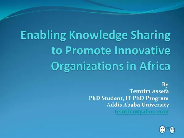 Enabling Knowledge Sharing to Promote Innovative Organizations in Africa