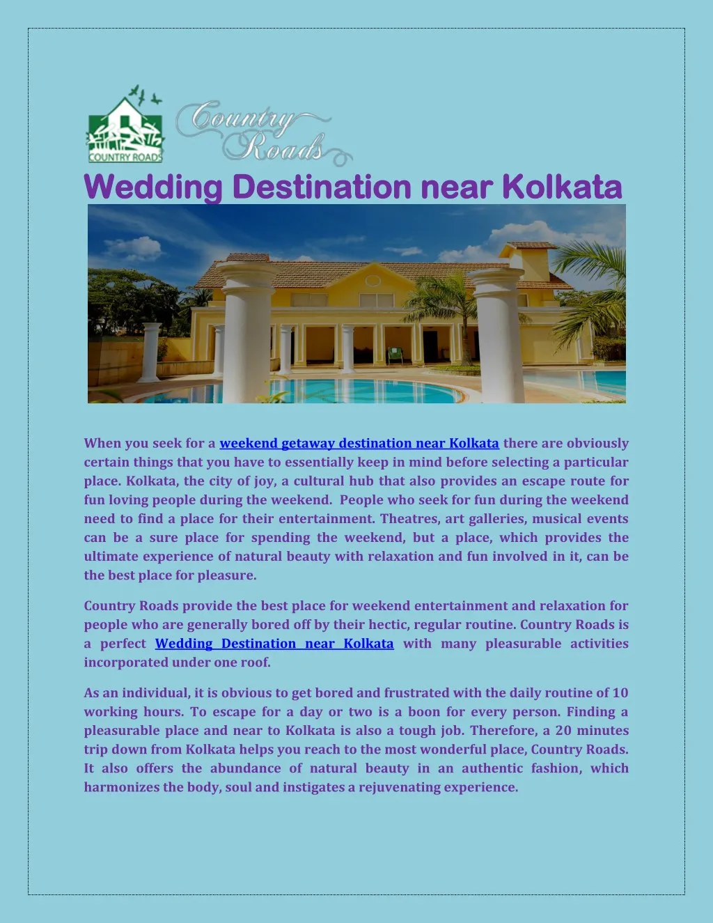 wedding destination near kolkata wedding