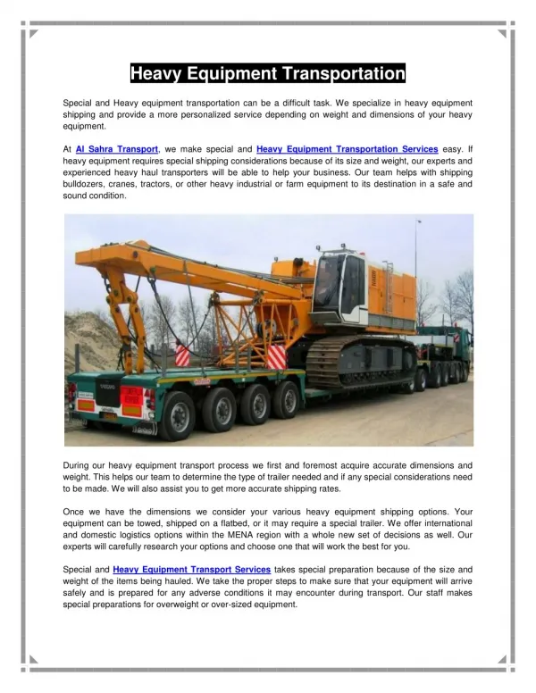 Container Transportation Services