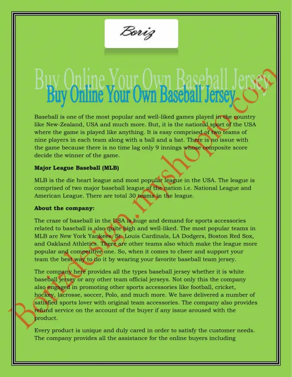 Buy Online Your Own Baseball Jersey