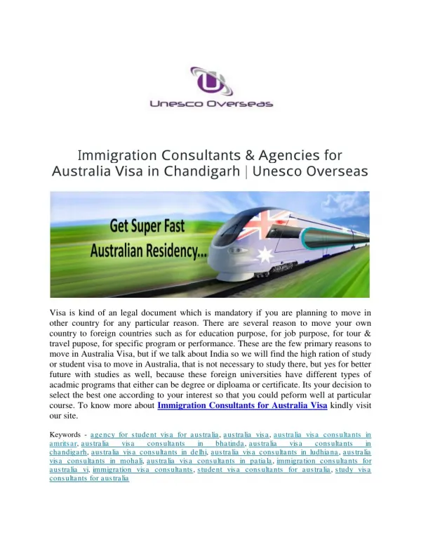 Immigration Consultants & Agencies for Australia Visa in Chandigarh | Unesco Overseas