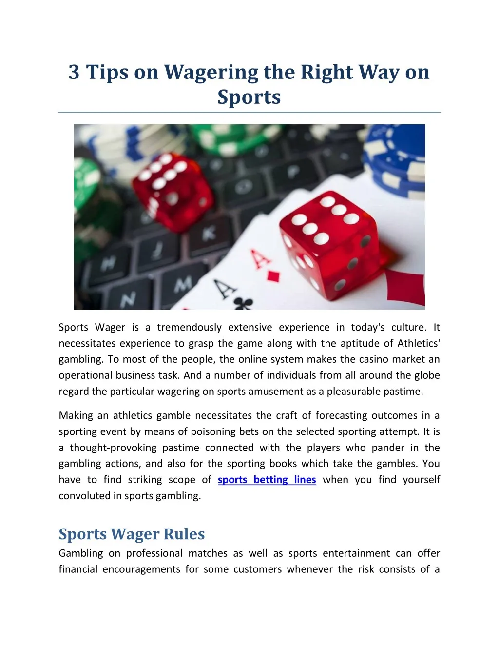 3 tips on wagering the right way on sports