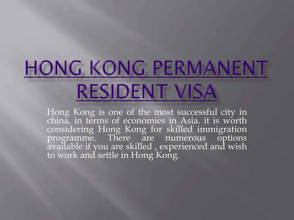 hong kong permanent resident visa