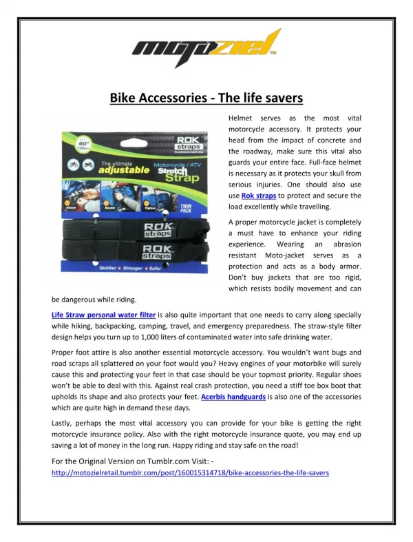 Bike Accessories - The life savers
