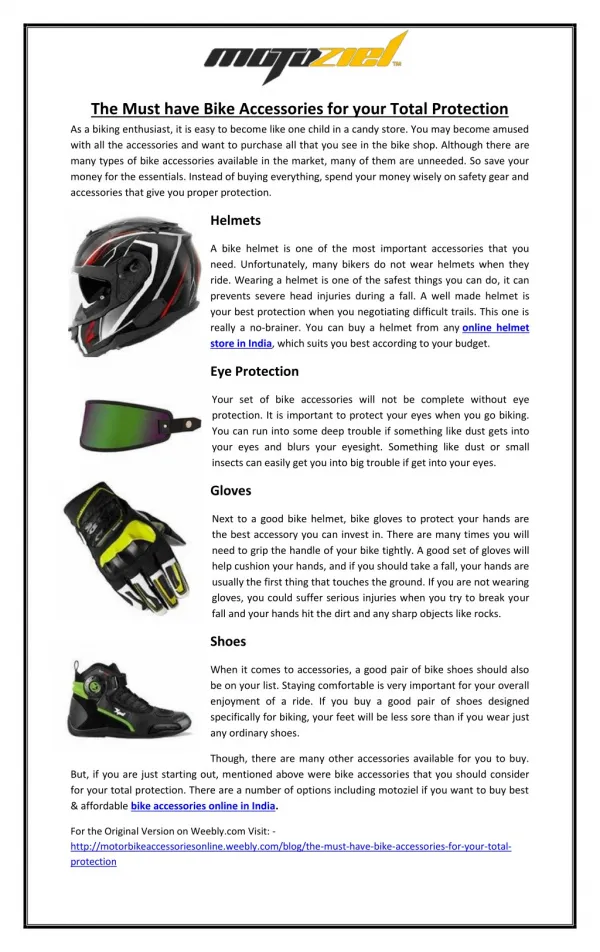 The must have Bike accessories for your Total Protection