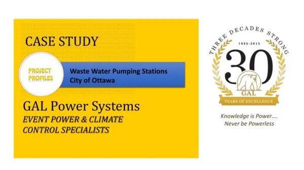 City of Ottawa Waste Pumping Stations – Diesel Generators in Canada with GAL Power