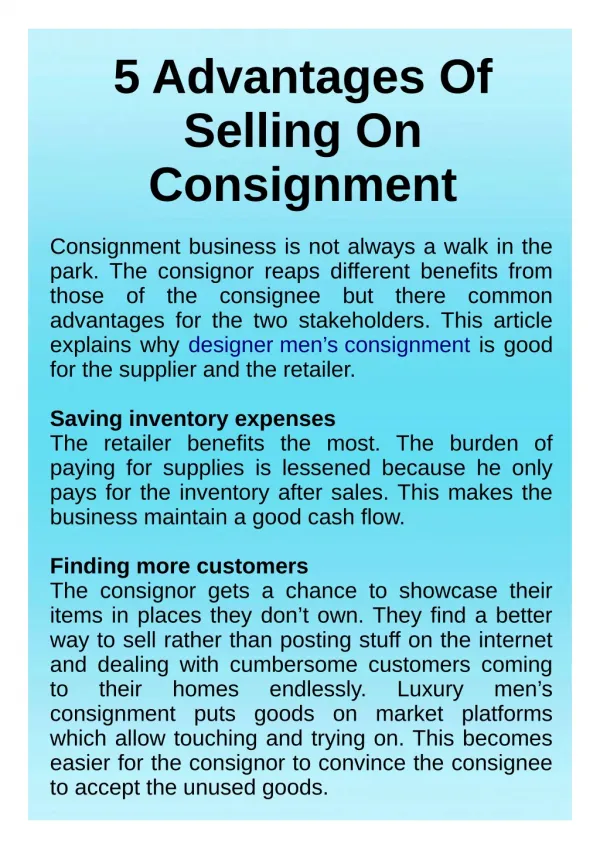 Mens Consignment