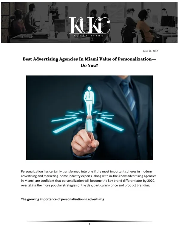 Best Advertising Agencies In Miami Value of Personalization—Do You?