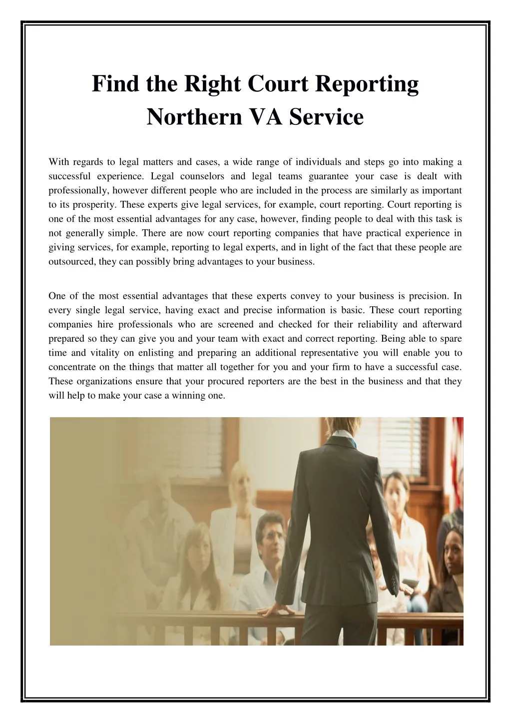 find the right court reporting northern va service