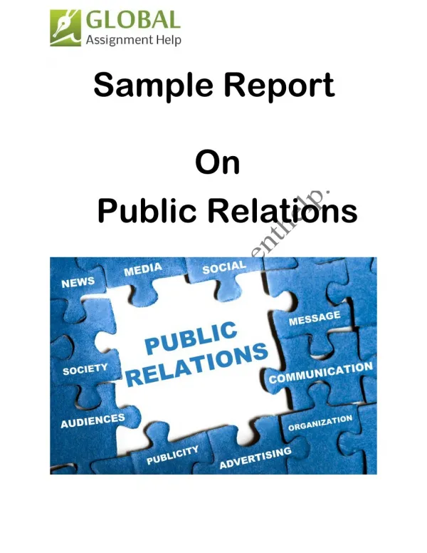 Sample Report on Public Relations By Global Assignment Help