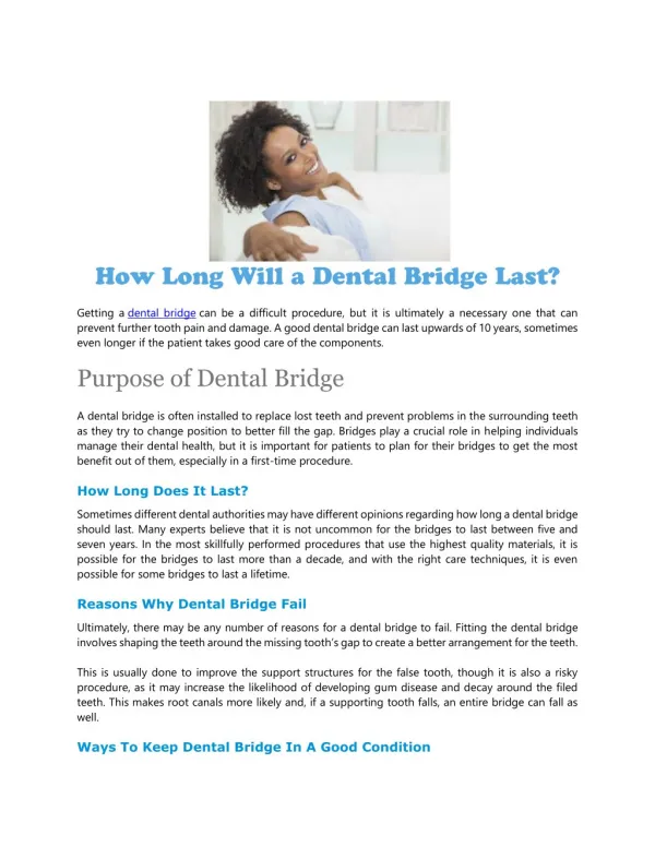How Long Will a Dental Bridge Last