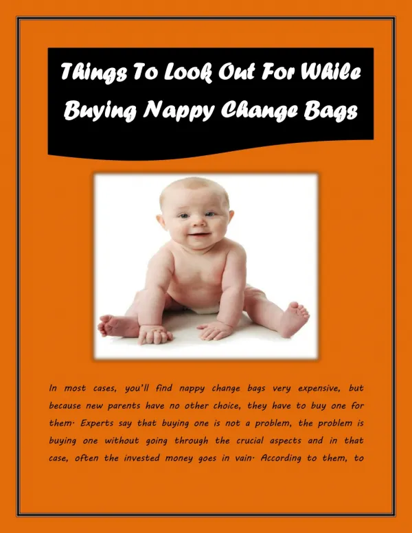 Things To Look Out For While Buying Nappy Change Bags