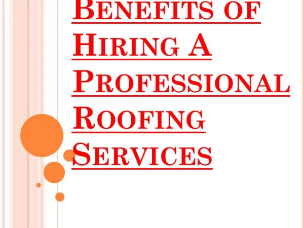 Professional Roofing Services Various Benefits