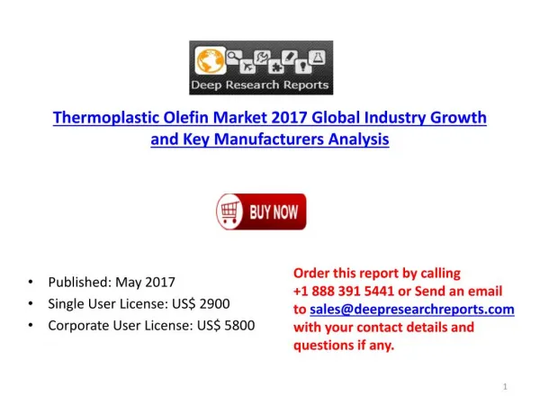 Global Thermoplastic Olefin Industry Key Manufacturers and Forecasts to 2022
