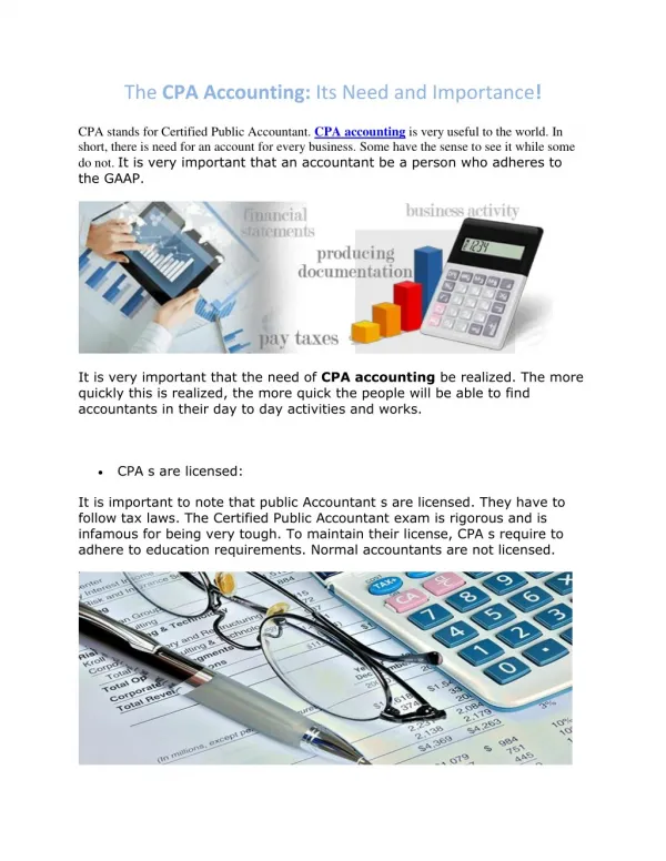 The CPA Accounting: Its Need and Importance