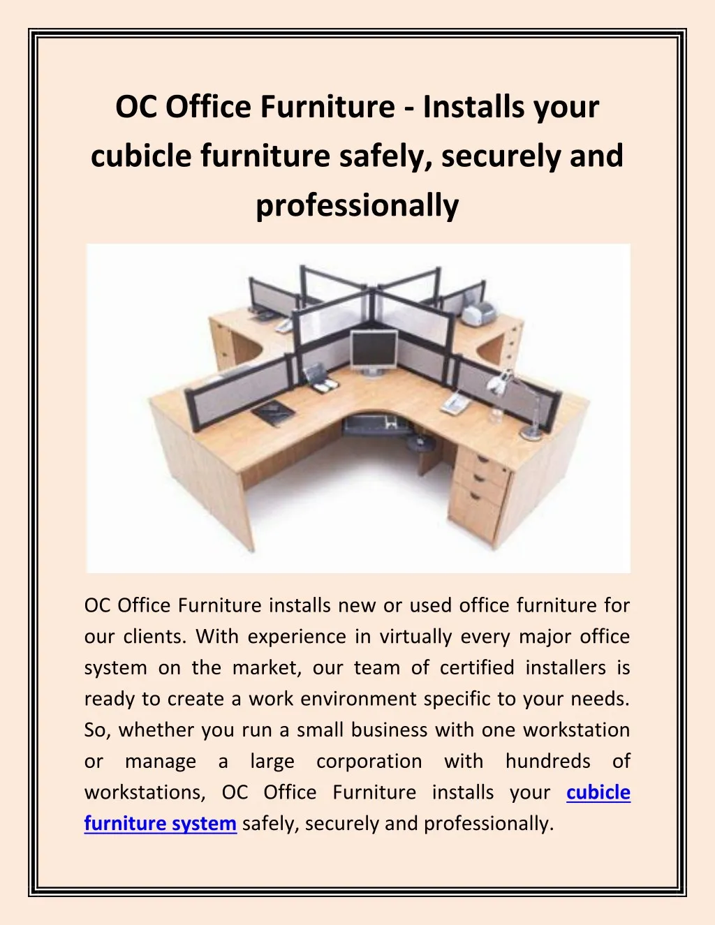 oc office furniture installs your cubicle