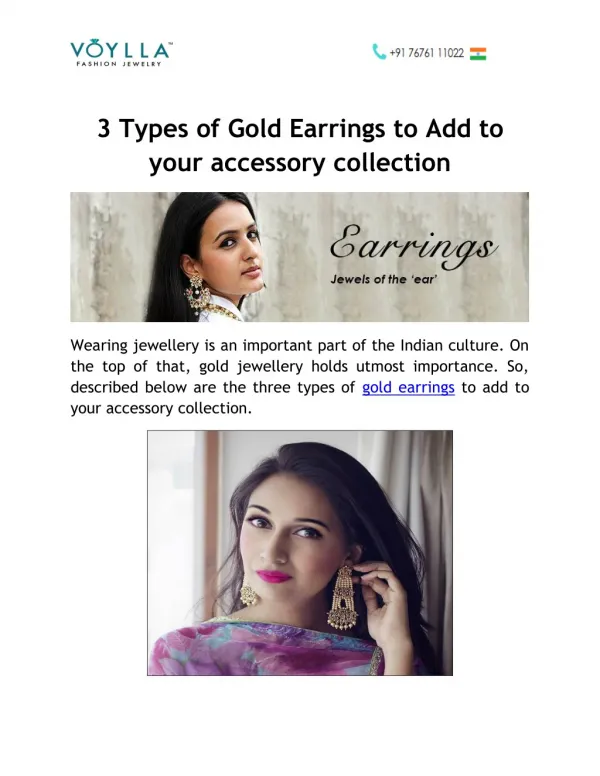 3 Types of Gold Earrings to Add to your accessory collection